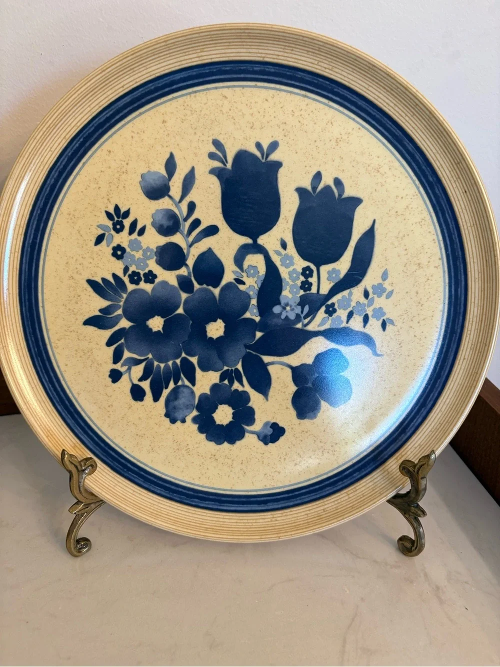 Vintage Melamine Lexington Blue Floral Ceramic 10” plates Set of 4